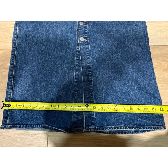 Universal Thread Size 2 Blue Jean Skirt Long A-Line Button Up High Waist - Picture 3 of 9